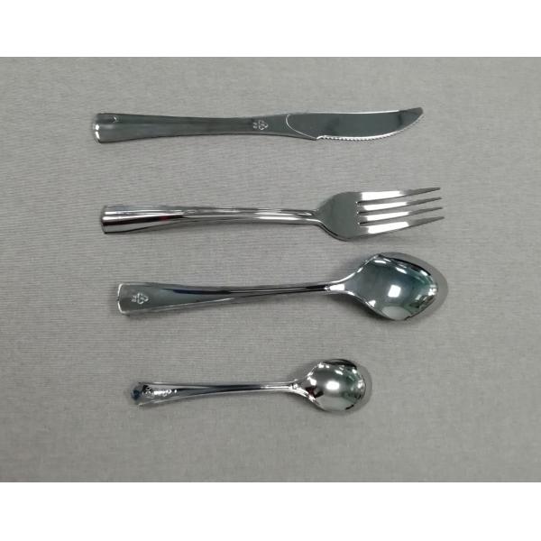Disposable Metallic Silver Plastic Cutlery Combo Sethot-Sale Heavyweight Silver Knife,Fork,Spoon,Small Spoon