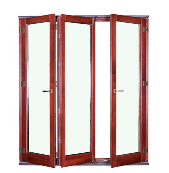 Wood Grain Frame Aluminum Folding Windows Double Laminated Glazed  ISO14001