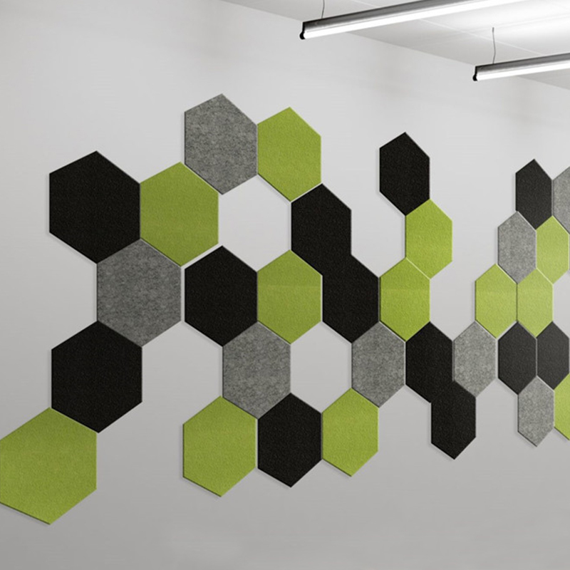 Black Sound Acoustic Panels PET Hexagon Felt Wall Tiles Environmentally Friendly