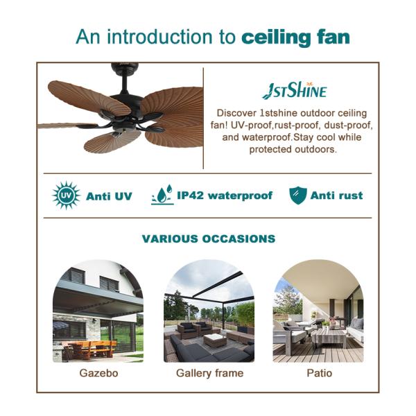 110-240V/50Hz-60Hz Ventilador de teto externo com controle remoto 6 velocidades