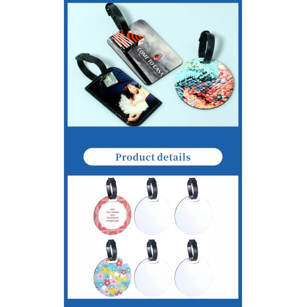ZELOYAUT Wholesales Sublimation Blank High Hot Sales Sublimation Leather Luggage Tag Custom Personalized Withe Luggage