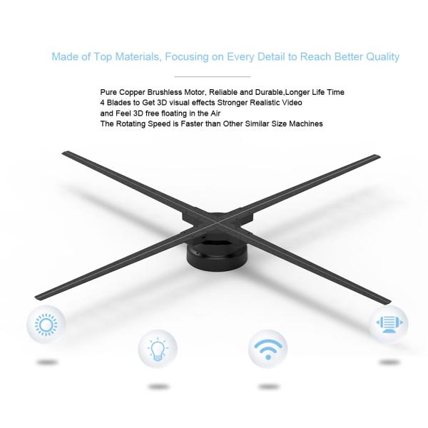 Advertising Bluetooth Wifi 3D Hologram Fan Display 55cm 65cm