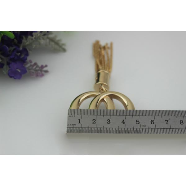Handbag hardware accessories gold zinc alloy letters logo metal end cap with tassel