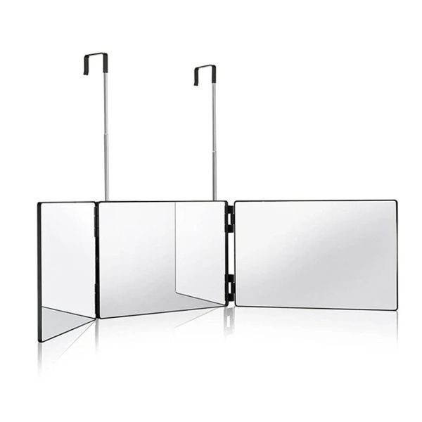 360 Degree Mirror with LED 3-Way Mirror Hair Self Cutting 3 Sides Folding Makeup Mirror with light(WH-MR-86)