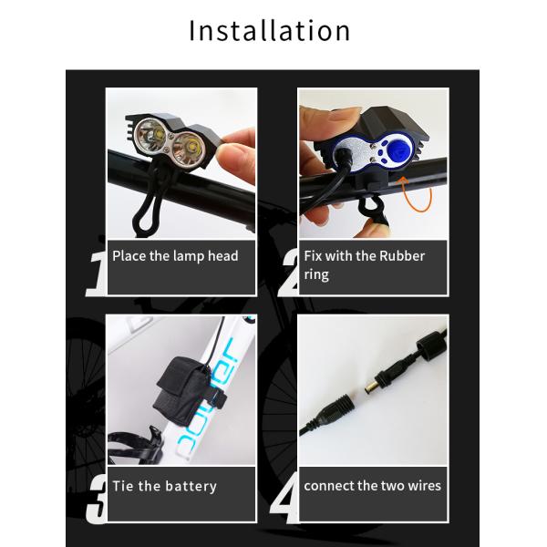 4 Modes LED Headlight For Bike , T6 LED 2000LM X2 M2 Rechargeable MTB Lights