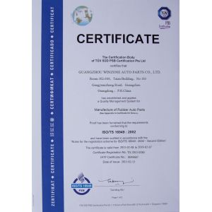 Guangzhou WINZONE Auto Parts Co., Ltd. Certifications