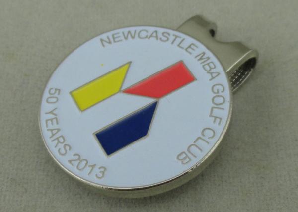 Silver Golf Cap Souvenir Badges Iron Stamped Soft Enamel With Strong Magnet And Clip