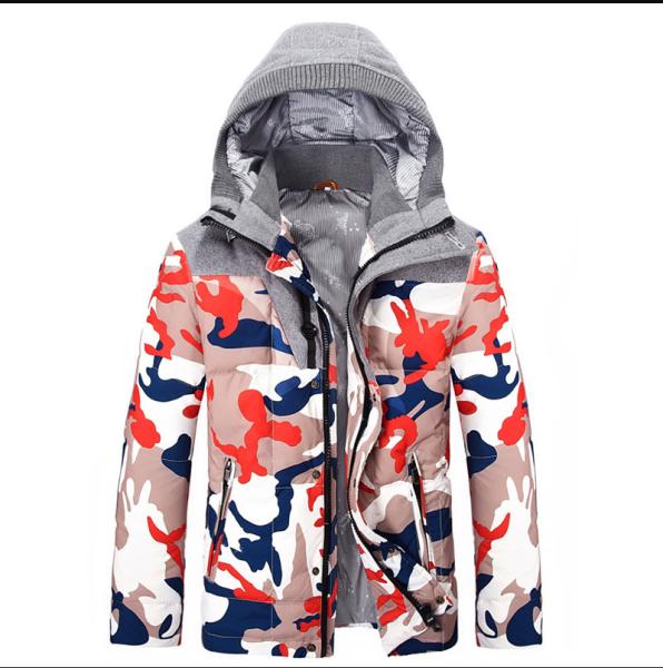 Custom Printed Camo Hooded Anorak Jacket Men'S Winter Coat Breathable