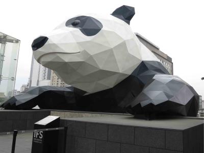 Outdoor Panda Large Garden Art Sculptures Stainless Steel Baking Varnish