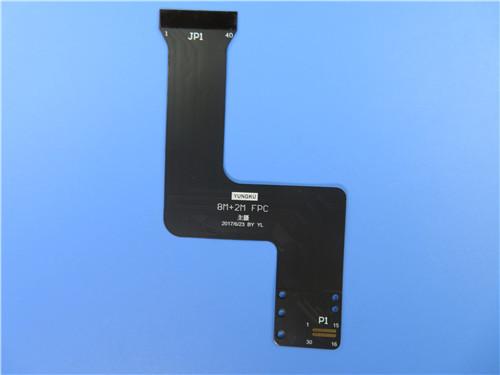 4 Layer 0.3mm thick Flexible Printed Circuit FPC Built On Polyimide With Black Mask and 	Immersion Gold 0.03µm