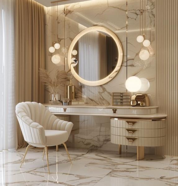 Functional Modern Nordic Wooden Multifunction Ladies Vanity Table In Bedroom With Led Light Makeup Mirror Storage