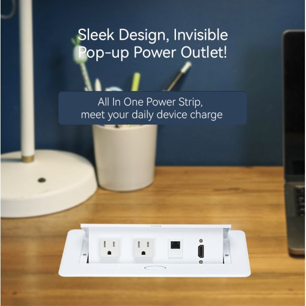 RJ45 HDMI Power Tabletop Pop Up Socket Box Outlets For Office Desks