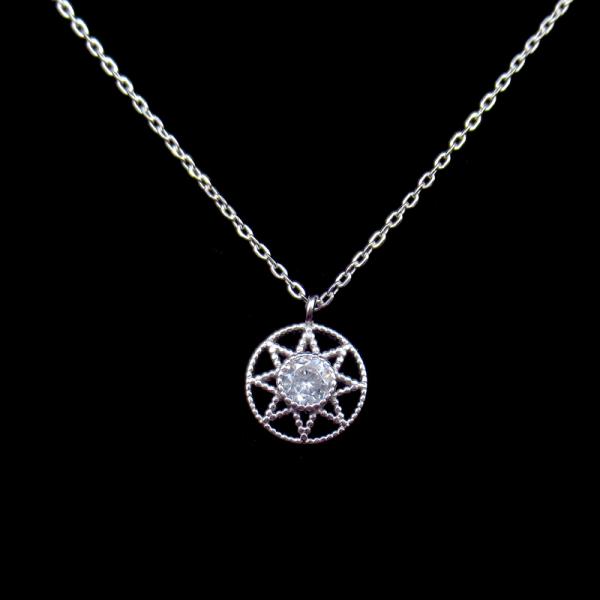 Embossed Logo 925 Sterling Silver Curb Chain / Single Pearl Necklace