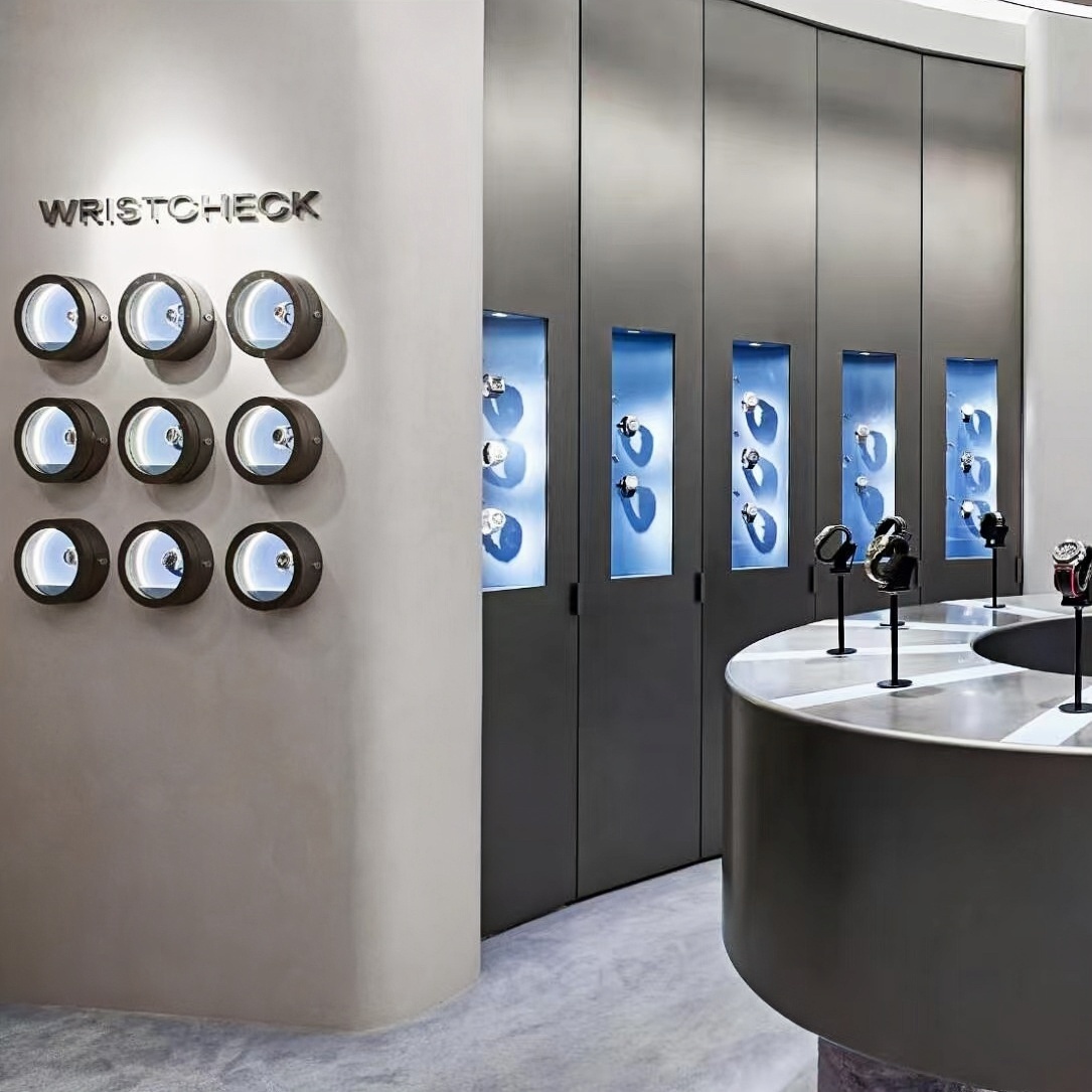 BX  Factory Customized Wooden Watch Display Counter Luxury Retail Watch Showcase with LED Lighting