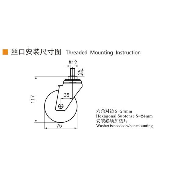 EDL Medium Duty 3 pulgadas 150 kg TPA con rosca por tipo de giro y freno