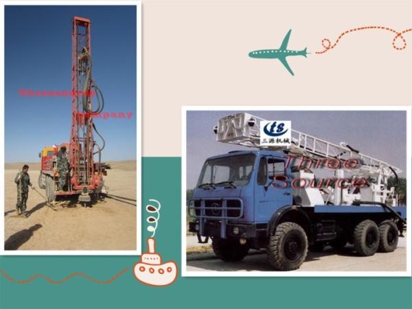 Truck mounted drilling rig in desert testing
