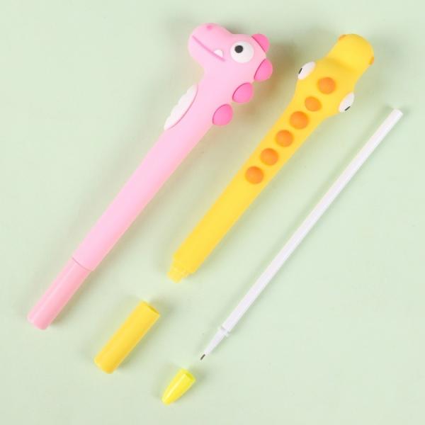 Unique Design Cartoon Crocodile Dinosaur Silicone Gel Pens for Kids