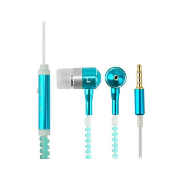 Накаляя зарево шлемофона молнии в темных наушниках Earbuds металла с наушником Mic светящим светлым стерео хэндс-фри