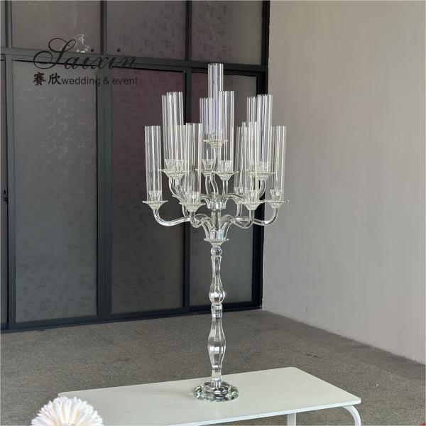Nouveau chandelier blanc 13 bras haute décoration de table de mariage cristal centre de pièce de mariage chandelier