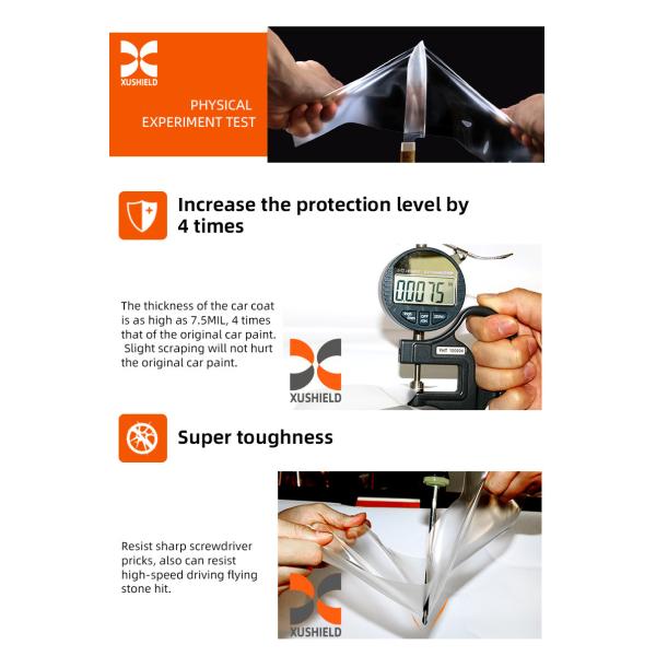 XUSHIELD 8.5mil Высокая глянцевая гидрофобность высокое качество Противоподразнительное тепловое восстановление Прозрачная защитная пленка от автомобильной краски TPU