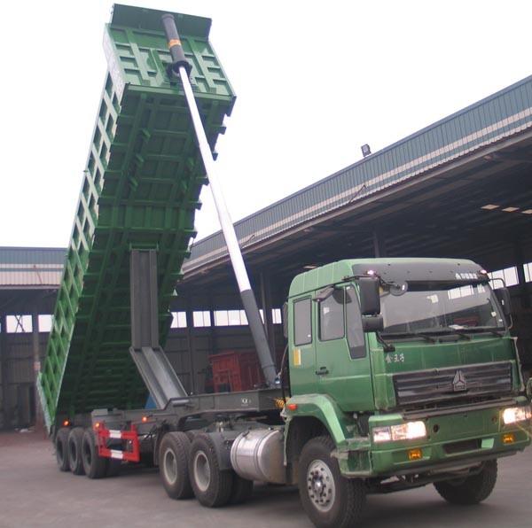Diesel Rear End Dump Truck Trailer 3 Axles With Leaf Spring Suspension