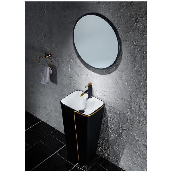 Ceramic 525*430*860mm Sanitary Ware Basin One Piece With Black Toilet