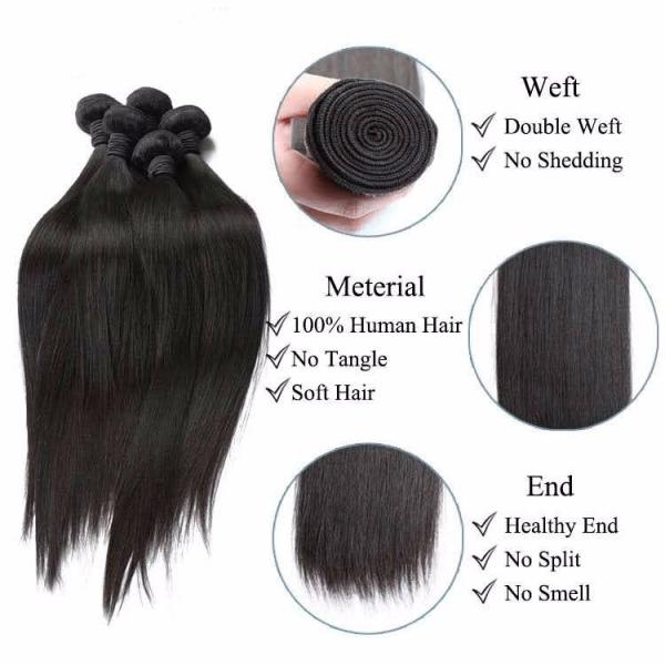 Natural Can be Dyed and Permed Straight Human Hair 6A Grade Virgin Malaysian Weave