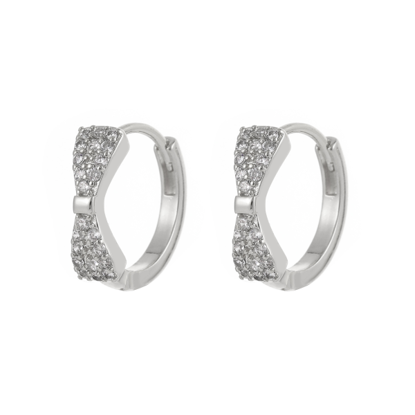 Wholesale 14k Gold Plated Willow Nail Ear Buckle Zircon Earrings Simple Light Luxury Niche Design Bow Jewelry Hoop Earring