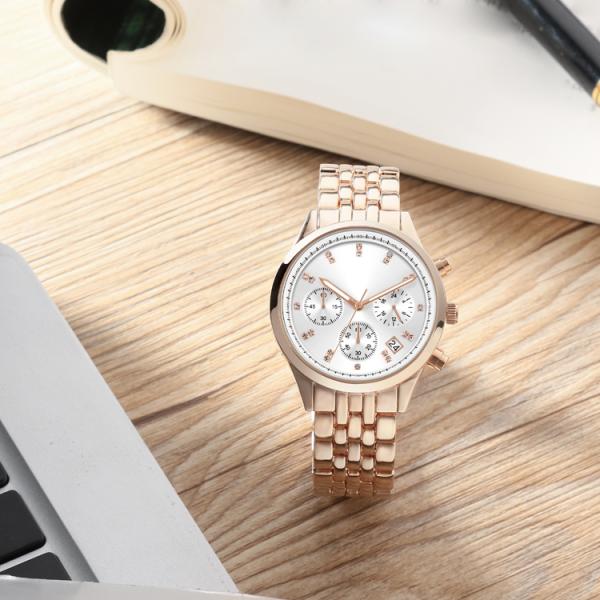 Дозор моды круглых форменных больших женщин шкалы, дозор розового золота водоустойчивый