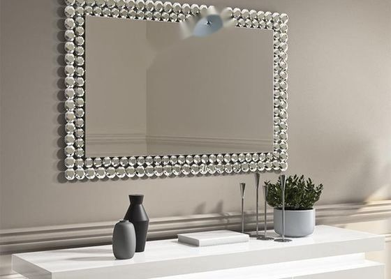 Rectangle Shape Wall Mirror with Silver Diamond Gems - 1120X80X4CM Decorative Mirror
