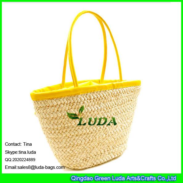 LUDA 2016 hot saling straw handbags light color cornhusk shoulder straw bag