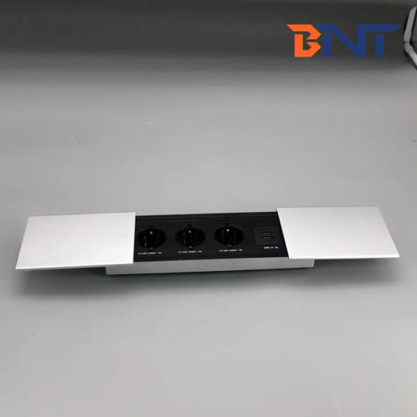 2021 new integrative double slip lid desktop embedded socket with usb