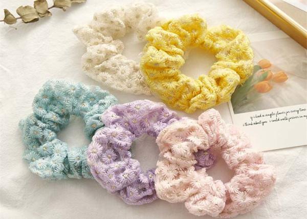 Thick daisy floral fabric art hollowed out scrunchies large hair headdress Japanese Korean girls lady accessories