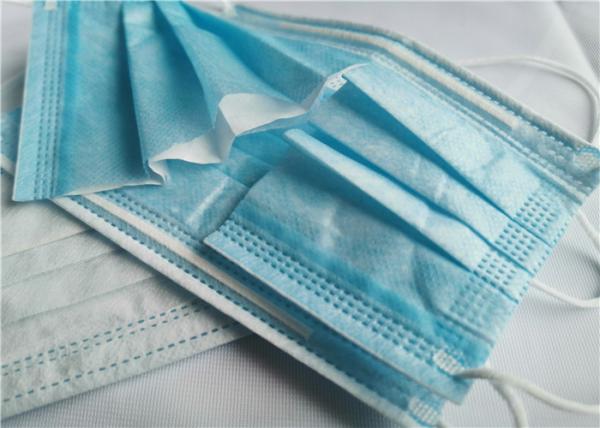 Blue Colur 3 Ply Non Woven Face Mask , Anti Pollution Earloop Medical Mask