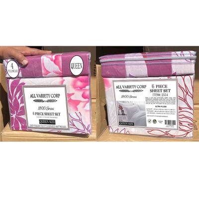 Folha de microfibra de tamanho King 6pcs em estilo europeu e americano com padrão sólido