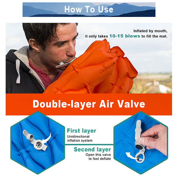 40D Nylon TPU Outdoor Sleeping Pad Ultralight Inflatable Sleeping Pad Hiking Air Mattress