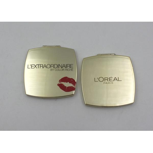 2x Magnified Square Golden Plastic Travel Makeup Mirrors , Portable Makeup Mirrors