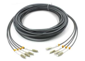 LC - LC Multimode Fiber Patch Cord , 6 Core Gray Armored Patch Cable For FTTH