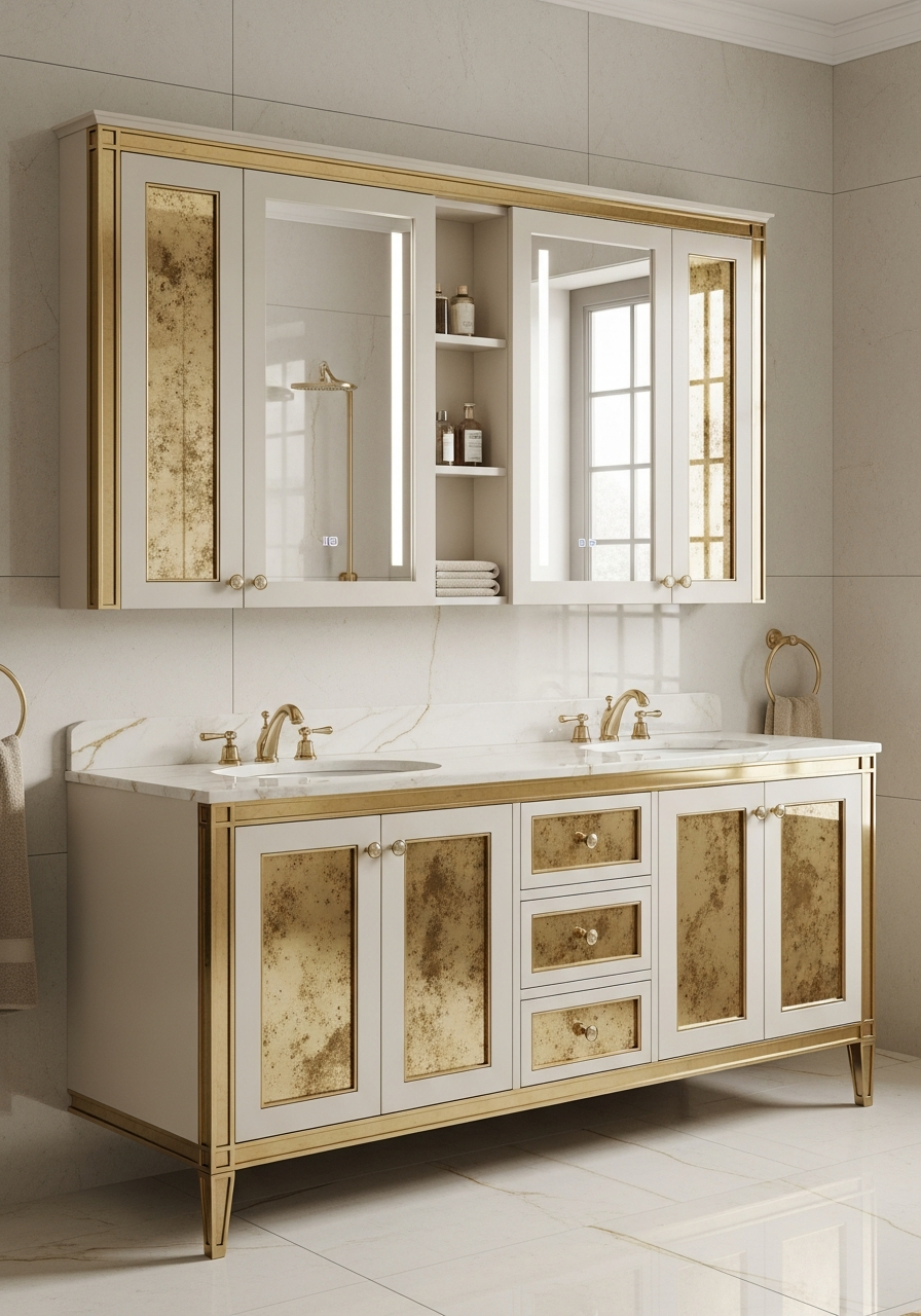 Golden Mirage Vanity Cabinet in 304 Stainless Steel