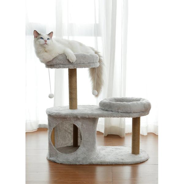 Upgrade Your Cat's Play Area with Our Gray Cat Tree Tower and Scratching Post
