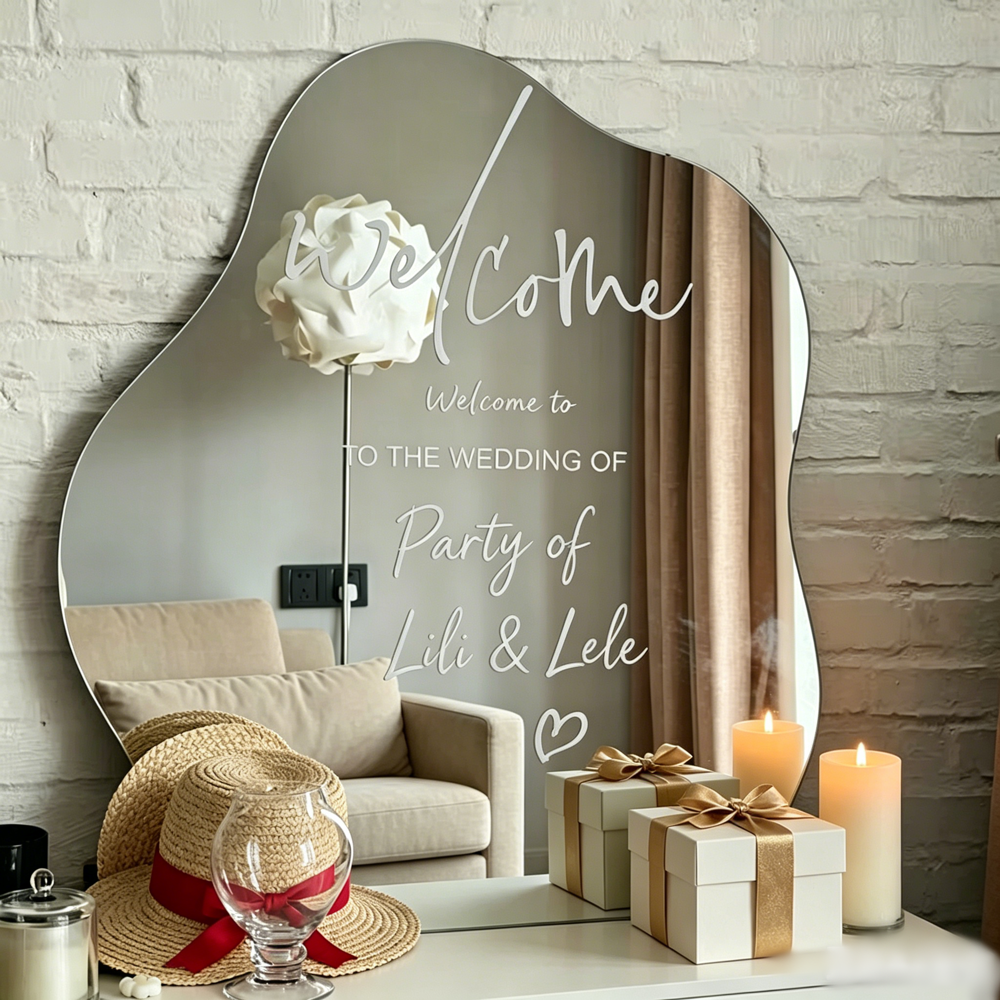 18x 24 Cloud Shaped Acrylic Mirror Welcome Sign Irregular Selfie Mirror for Wedding Entrance & Home Wall Decor