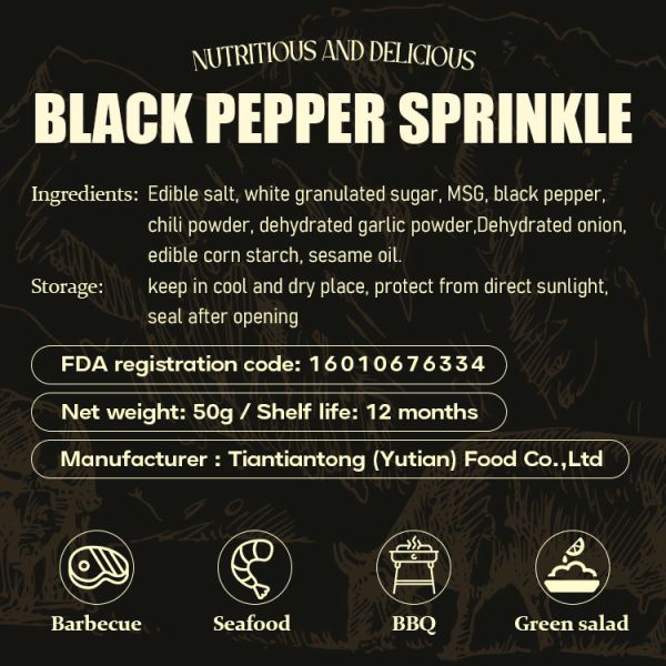 McSino Wholesale Hot Sale Mixed Spices & Seasonings  Black Pepper Sauce Made With Quality Black Pepper Black Pepper Sprinkle