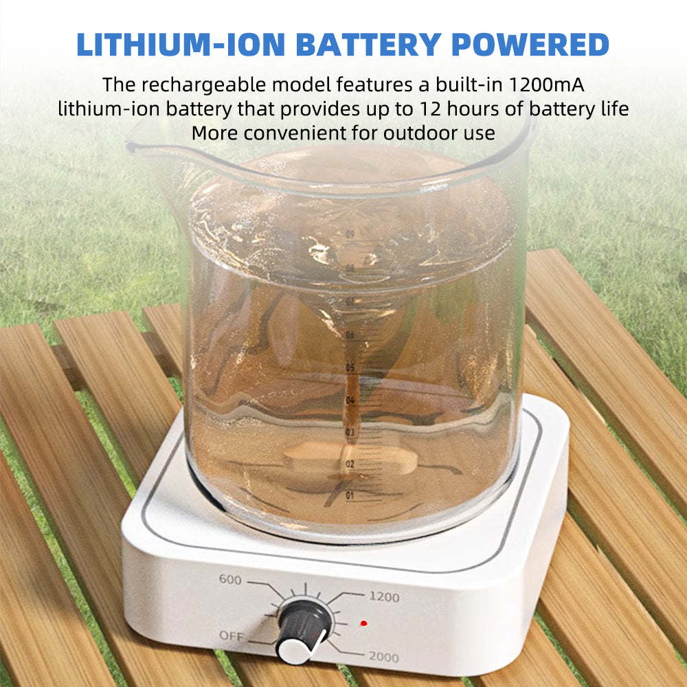 Mini Magnetic Stirrer, USB‑Charged Portable Liquid Mixer, Adjustable Speed 200‑2000 RPM, 1.0‑1.5L Capacity, Low‑Voltage Lab Magnetic Mixing Equipment