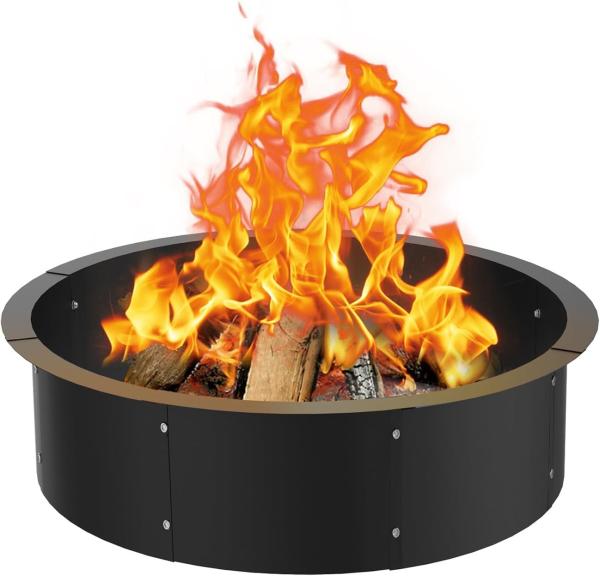 40 Inch High Carbon Steel Fire Pit Ring Insert for DIY Outdoor Wood Burning in Garden