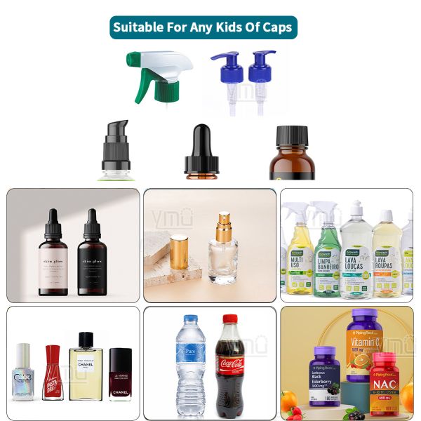 High Speed 40Pcs/min Four Wheel Capping Machine Food and Cosmetic Automatic Capper Machine With Feeder Elevator for Bottles Jars