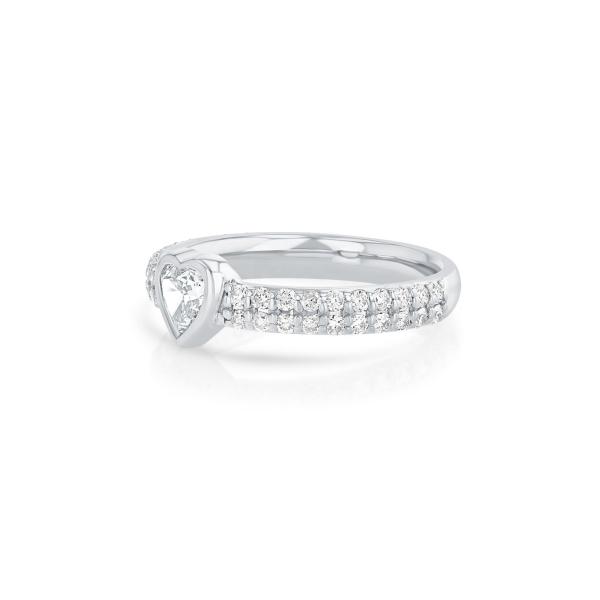 14K Gold Double Row Pave Diamond Heart-Shaped Engagement Ring Size 5-10 with AAA CZ Stone