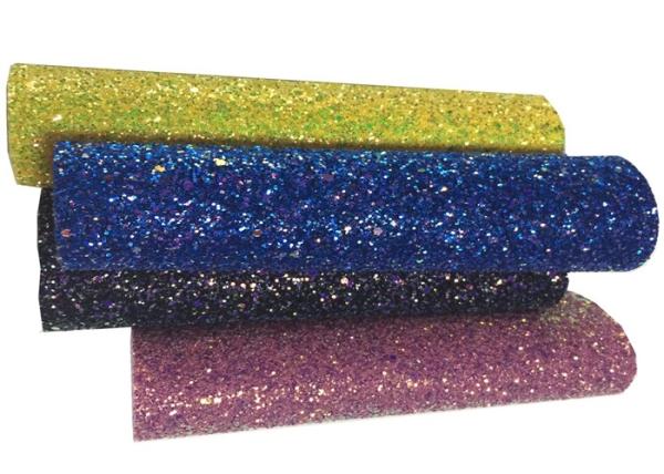 Chunky Glitter Leather, Synthetic Leather, Glitter PU Leather For DIY Accessories Shoes Handbags Wallpaper Decoraction