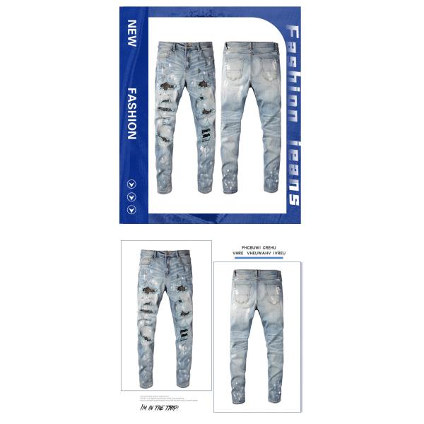 Rhinestone Denim Fashion Crystals Rivets Bootcut Jeans with Washable Material