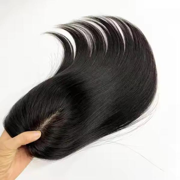 New 100% Remy Human Hair Toppers natural black color 5.5x6 Inch and 6x7 inch Hair Pieces for Women Thin Hair Silk Base Clip in Toppers
