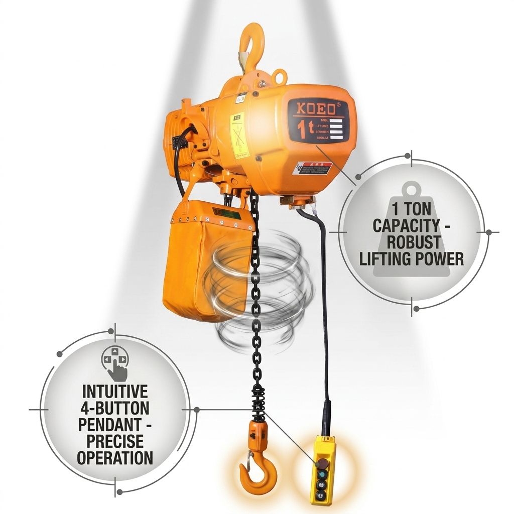 Portable Single Phase Electric Chain Hoist 1 Ton Workshop Electric Hoist 220V